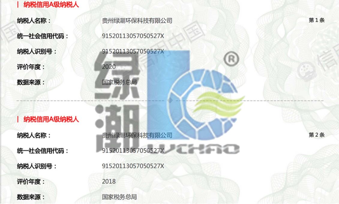 纳税信用A级